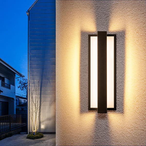 Rennnsan Renee 1-Light Modern Black Outdoor Hardwired Cylinder Aluminum Integrated LED IP54 Waterproof Wall Sconce