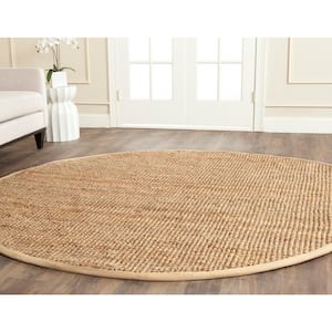Natural Fiber Beige Doormat 3 ft. x 3 ft. Round Solid Area Rug