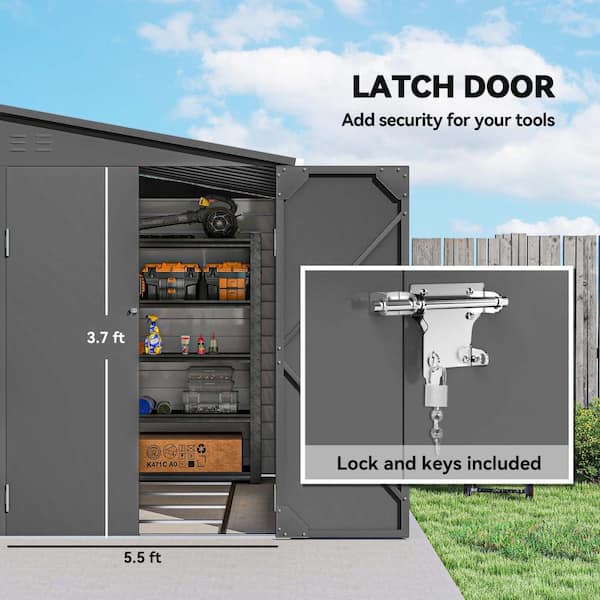9 ft. W x 5 ft. D Outdoor Metal Lean-to Storage Shed with Double