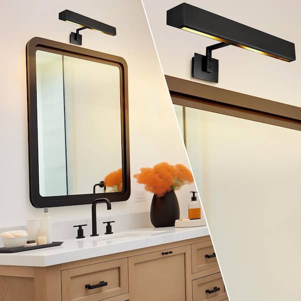 18 in. 2-Light Black Dimmable LED Hardwired Adjustable Picture Light for Gallery, Library, Painting, Art Portrait