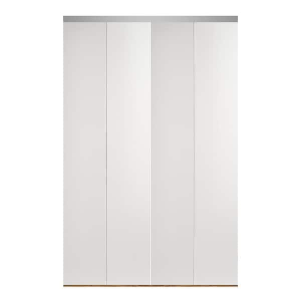 Impact Plus 60 in. x 96 in. Smooth Flush Solid Core Primed MDF Interior Closet Bi-Fold Door with Chrome Trim