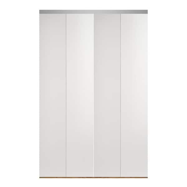 Impact Plus 90 in. x 96 in. Smooth Flush White Solid Core MDF Interior Closet Bi-Fold Door with Matching Trim