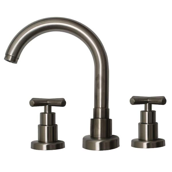 Whitehaus Collection Luxe 8 in. Widespread 2-Handle Bathroom Faucet in Brushed Nickel
