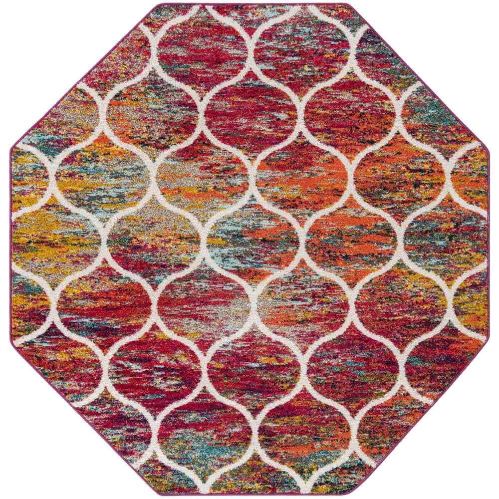 Trellis Frieze Rounded Multi 7 ft. 1 in. x 7 ft. 1 in. Area Rug price history on PriceWatchPro