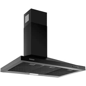 SNDOAS 36 in. 450 CFM Ducted Wall Mount Stainless Steel Kitchen Range Hood in Black with Touch Panel