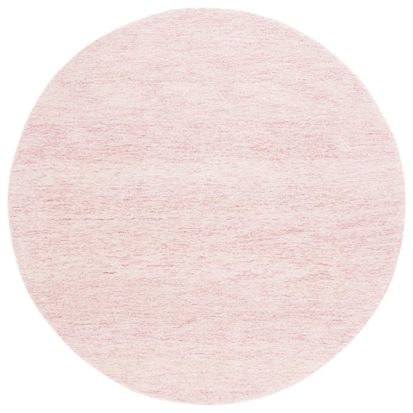 Metro 6 ft. x 6 ft. Round Pink/Ivory Marle Striped Area Rug
