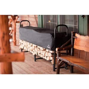 8 ft. D x 3 ft. H x 1 ft. W Firewood Rack with Black Powder-Coated Finish and 2-Way Adjustable Polyester Cover