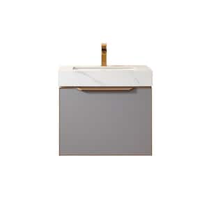Alicante 24 in. W x 21 in. D x 22 in. H Single Sink Bath Vanity in Grey with White Composite Stone Top