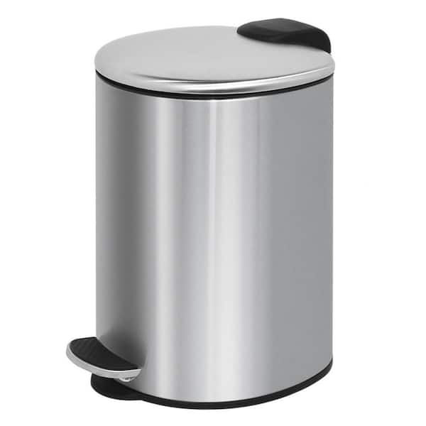 Innovaze 1.85 Gal./7 Liter Silver Semi-Round Step-on Metal Household Trash Can with Lid, for Bathroom and Office, Stainless Steel