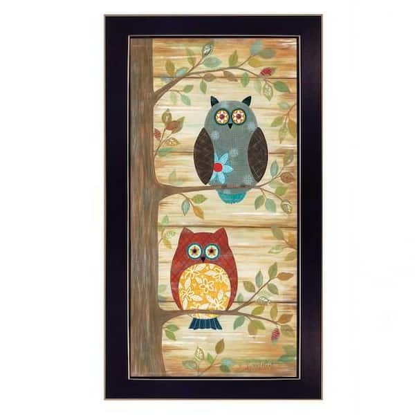 Framed 20 in. x 11 in. "Two Wise Owls", Printed Wall Art, Ready To Hang Framed Poster, Black Frame for Living Room