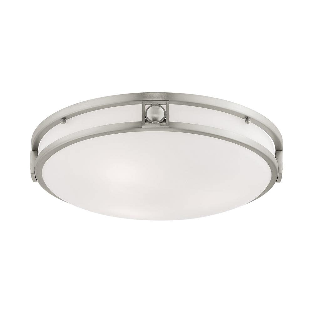 Titania Brushed Nickel 3-Light Flush Mount with Satin White Glass