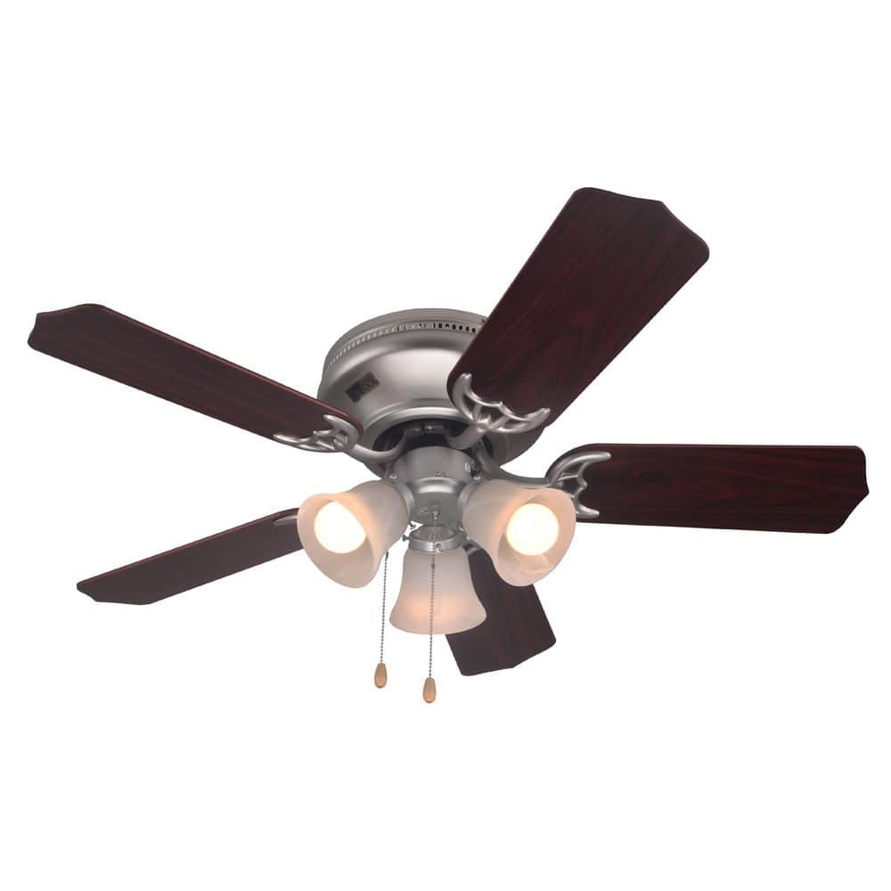 42" Silver Ceiling Fan with Reversible Walnut Blades and Lights