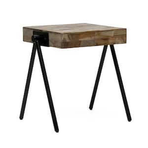 Gurley 15.75 in. Grey and Black 19.5 in. Square Wood End Table 1-Piece