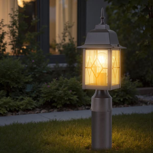 1-Light Oil-rubbed Bronze Aluminum Hardwired Outdoor Weather Resistant Post Light Set with No Bulbs included