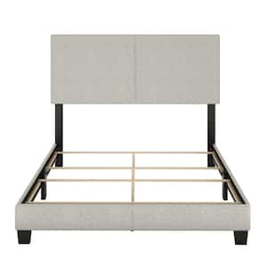 Milan Upholstered Linen Platform Bed, Queen, White