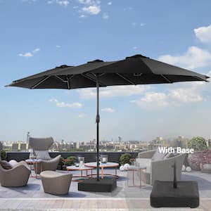 15 ft. x 9 ft. LED Outdoor Double-Sided Patio Market Umbrella with UPF50+ Tilt Function and Wind-Resistant Design, Black