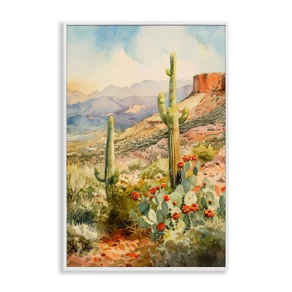 Stupell Industries Standing Tall Cacti Nature by LSR Design Studio White Framed Nature Giclee Art Print 18 in. x 12 in.