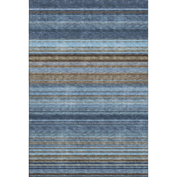 Mayfield Premium Machine Washable Abstract AMF979 Navy 3 ft. x 5 ft. Area Rug
