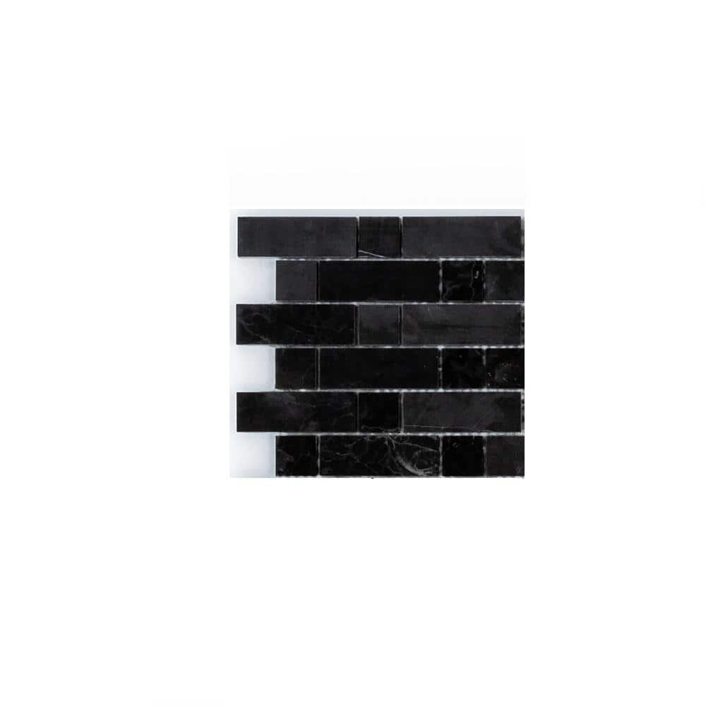 Take Home Tile Sample - Bleeker Classic Black 4 in. x 4 in. Subway Polished Marble Wall and Floor Mosaic Tile price history on PriceWatchPro