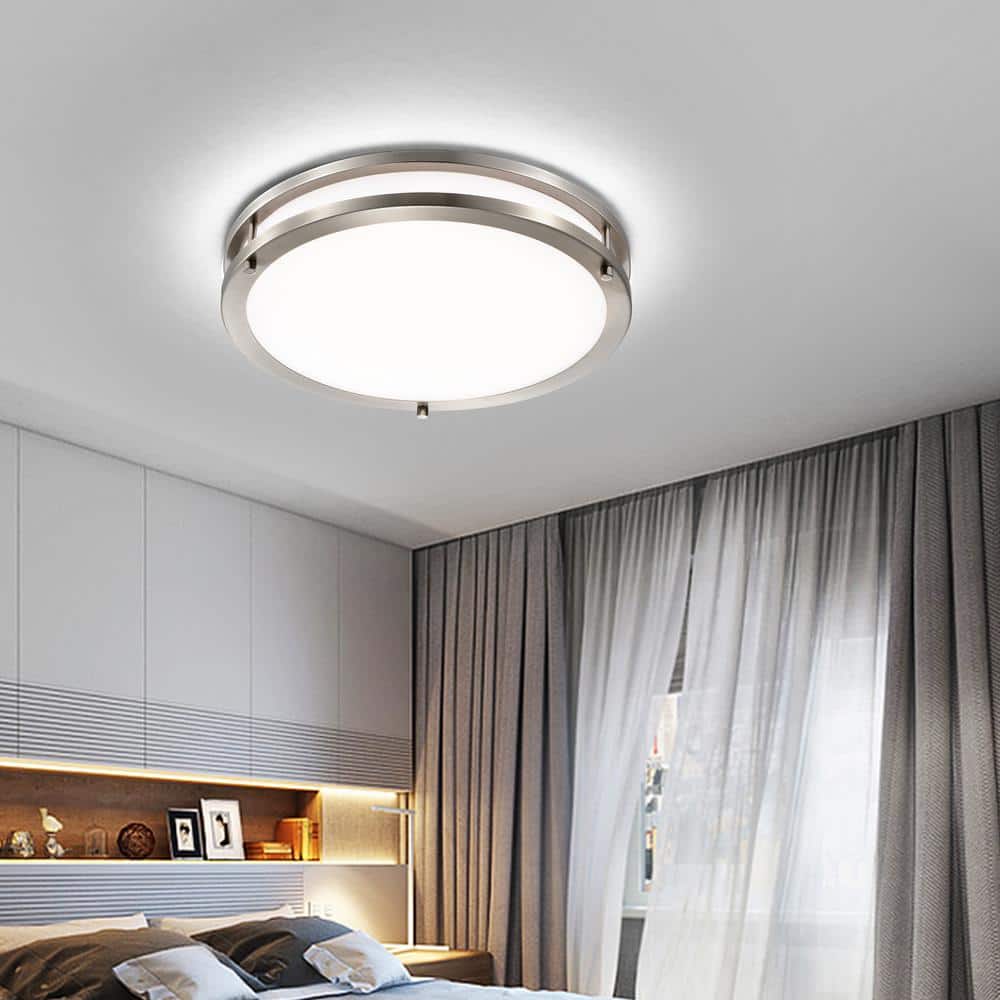 Brushed Nickel 13.75" LED Flush Mount Ceiling Light