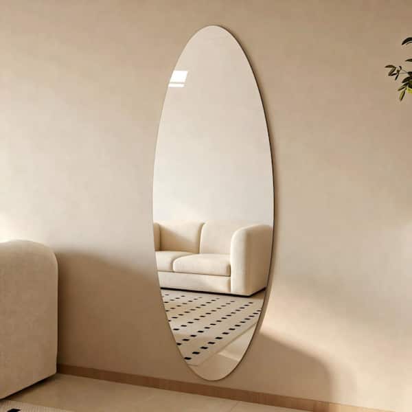 SUNRINX 63 x 21 in Oval Full Length Frameless Wall Mirror, HD