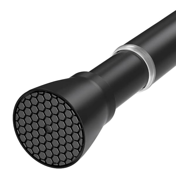 Adjustable Black Tension Curtain Rod 16.9 in. L  x 2.60 in. W No Drill Spring Rod for Windows Bathrooms Closets Kitchens