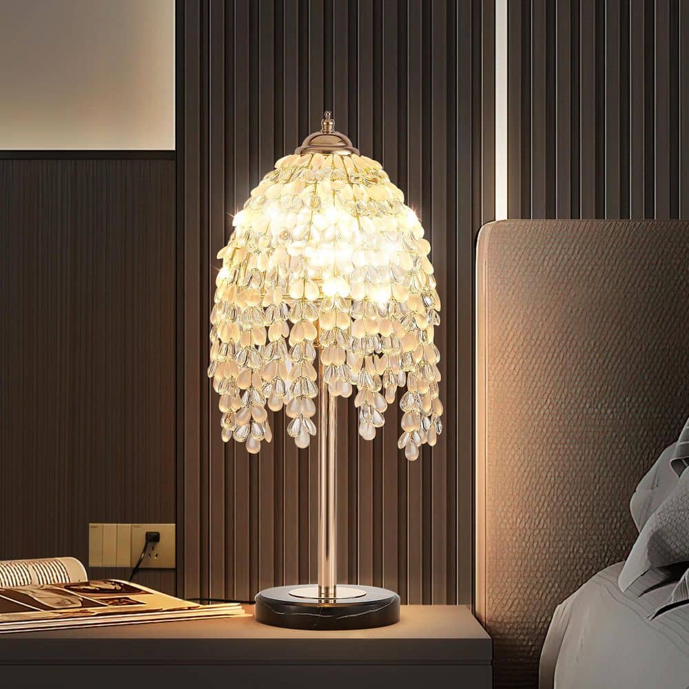 19 in. Gold Vintage Crystal Waterfall Accent Table Lamp for Living Room with Clear Crystal Shade price history on PriceWatchPro