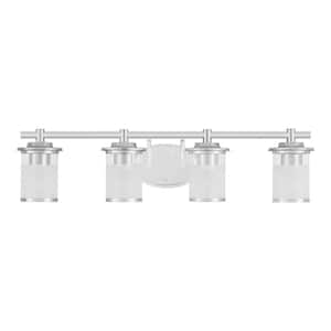 Truitt 32.1 in. 4-Light Chrome Modern Transitional Vanity with Clear and Frosted Glass Shades