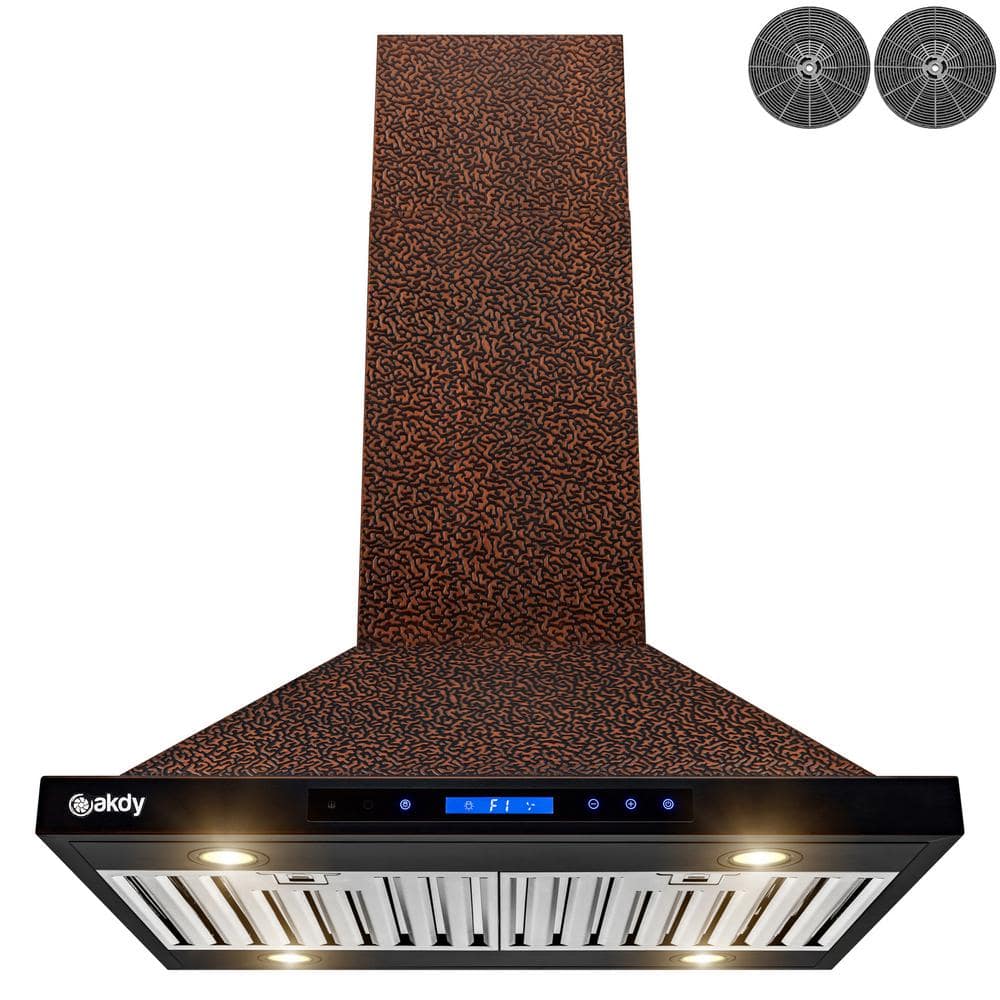 AKDY 30 in. 343 CFM Convertible Island Mount Range Hood with LED Lights