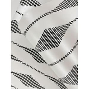 Black Satin and Pearl Glass Beaded Diamond Stripe Paper Unpasted Nonwoven Wallpaper Roll 57.5 sq. ft.