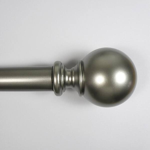 Unbranded 36 in. - 66 in. 1 in Dia. Single Curtain Rod in Pewter with Ball Finial