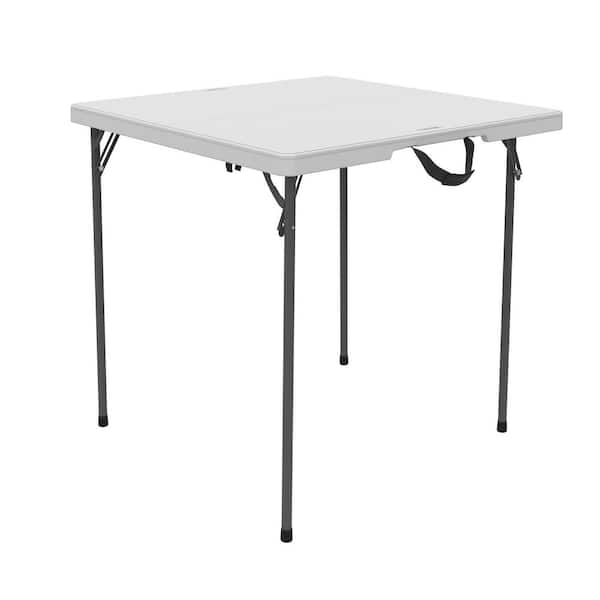 34 in. White Plastic Portable Fold-in-Half Folding Card Table