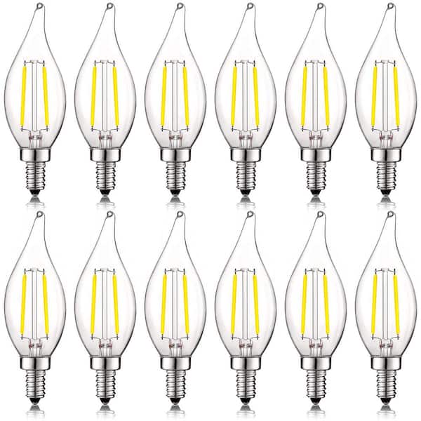 LUXRITE 40-Watt Equivalent CA11 Dimmable LED Light Bulbs UL Listed 5000K Bright White (12-Pack)