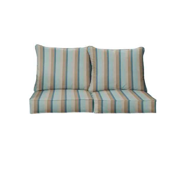 SORRA HOME 23 x 23.5 Sunbrella Gateway Mist Deep Seating Indoor/Outdoor Loveseat Cushion