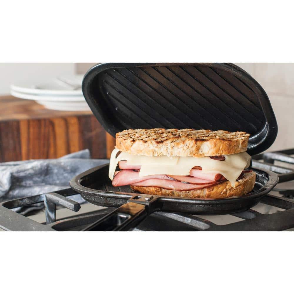 Black Cast Aluminum Stovetop Sandwich and Grill Press