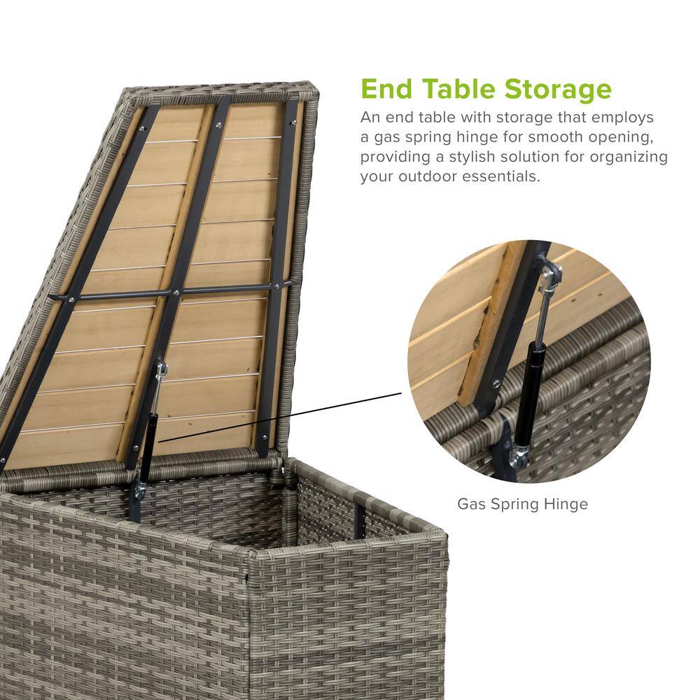 Barbuda 6-Person Gray Teak and Poly Rattan Outdoor Sectional Set