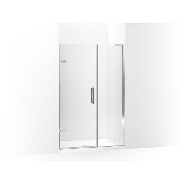 KOHLER Composed 30-31 in. W x 72 in. H Pivot Frameless Shower Door in Bright Polished Silver with 3/8 in. Thick Clear Glass