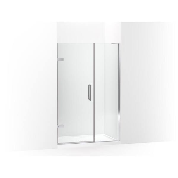 KOHLER Composed 40-41 in. W x 72 in. H Pivot Frameless Shower Door in Bright Polished Silver with 3/8 in. Thick Clear Glass