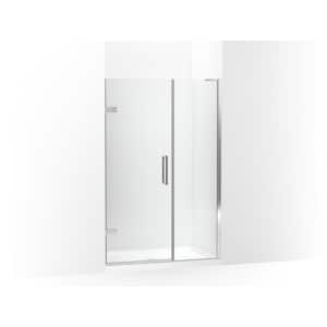 Composed 58-59 in. W x 72 in. H Pivot Frameless Shower Door in Bright Polished Silver with Crystal Clear Glass