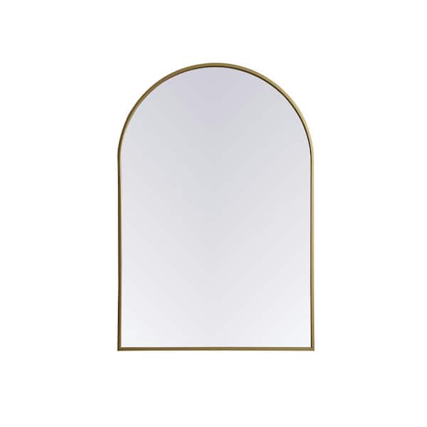 Unbranded Simply Living 27 in. W x 40 in. H Arch Metal Framed Brass Mirror