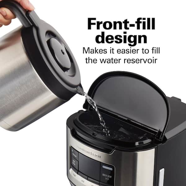 12-Cup Programmable Coffee Maker with Front-Fill Water Reservoir, Cone  Filters, Black & Stainless - 46380