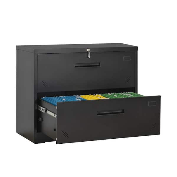 URTR Black Folding File Cabinet with 2 Adjustable Shelves, Metal Cabinet  with 2-Doors and Lock for Office, Garage, Home T-02024-7 - The Home Depot