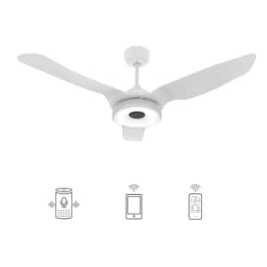 Finley 52 in. Dimmable LED Indoor White Smart Ceiling Fan with Light and Remote, Works with Alexa and Google Home