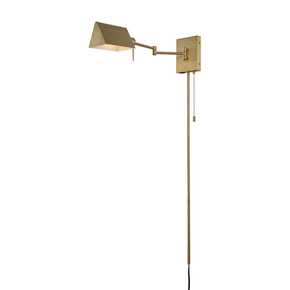 Arlo Brass Gold 22" Swing Arm LED Wall Sconce with Metal Shade