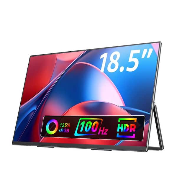 18.5 Inch IPS Portable Monitor FHD 1080P 100Hz 125% sRGB USB-C HDMI VESA Mountable with Built-in Kickstand and Speakers