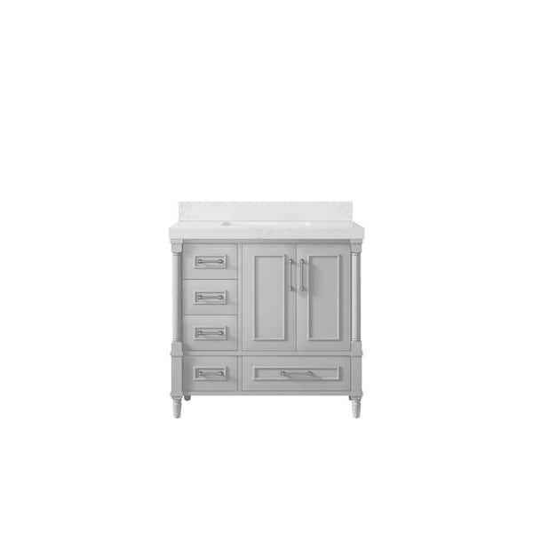 Willow Collections Hudson 36 in. W x 22 in. D x 36 in. H Single Sink Bath Vanity Center in Gray with 2 in. Empira Quartz Top