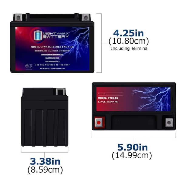 MIGHTY MAX BATTERY YTX9-BS SLA Battery for Honda TRX 125 250 400EX