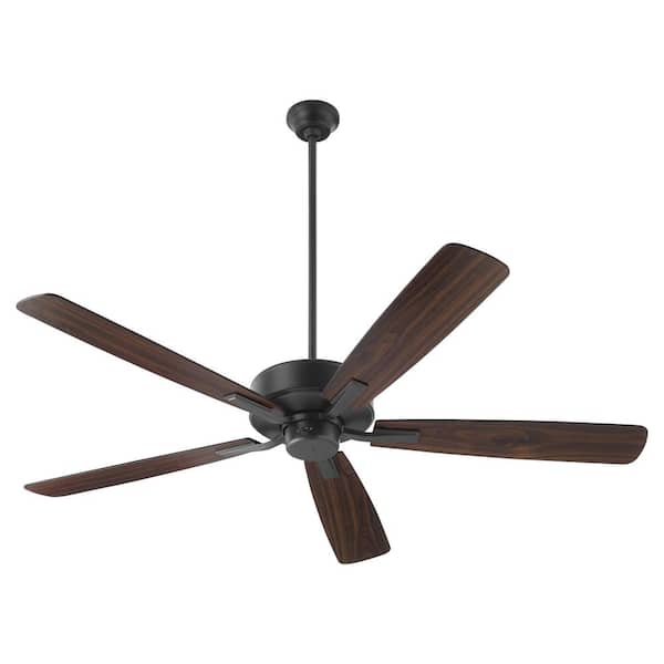 quorum Ovation 60 in. Matte Black 5-Blade Fan with White Blades Ceiling Fan