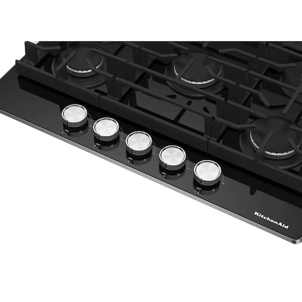 36 in. 5-Burners Recessed Gas Cooktop in Black