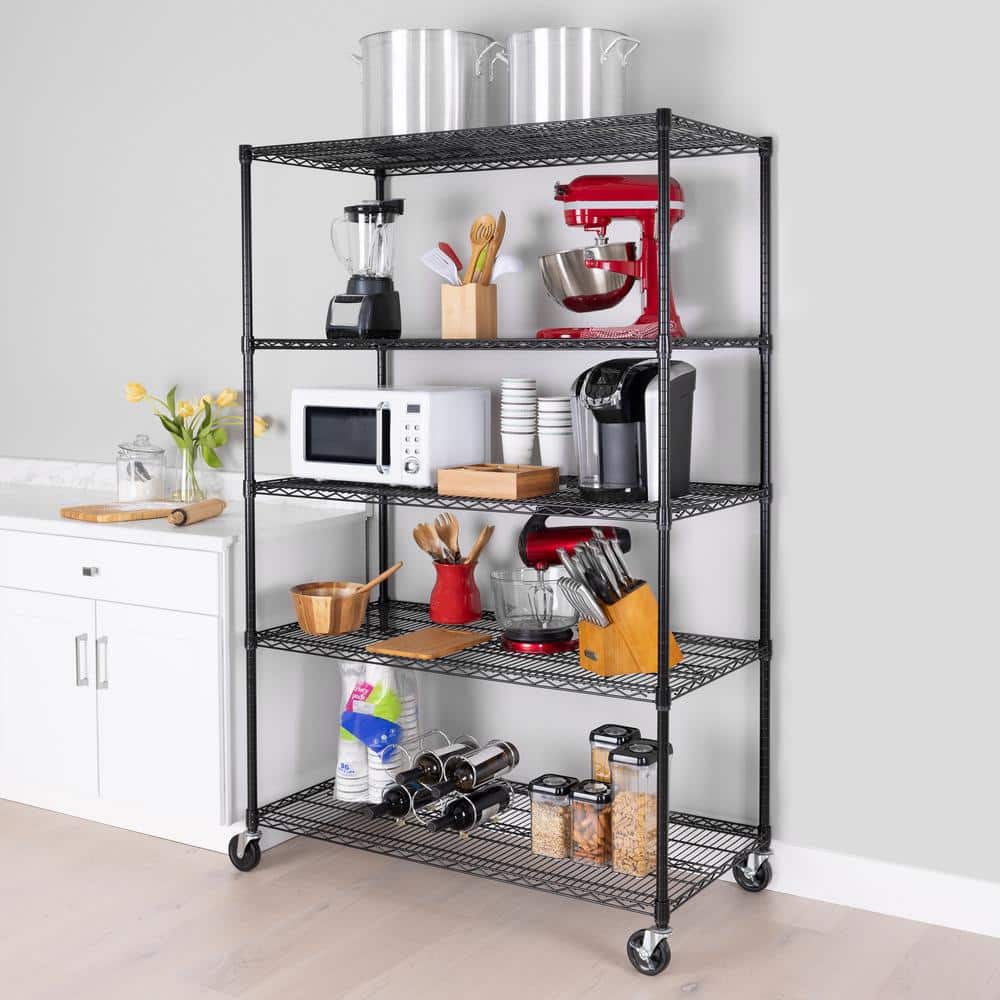 UltraDurable Black Adjustable Steel Wire Shelving Unit, 5-Tier